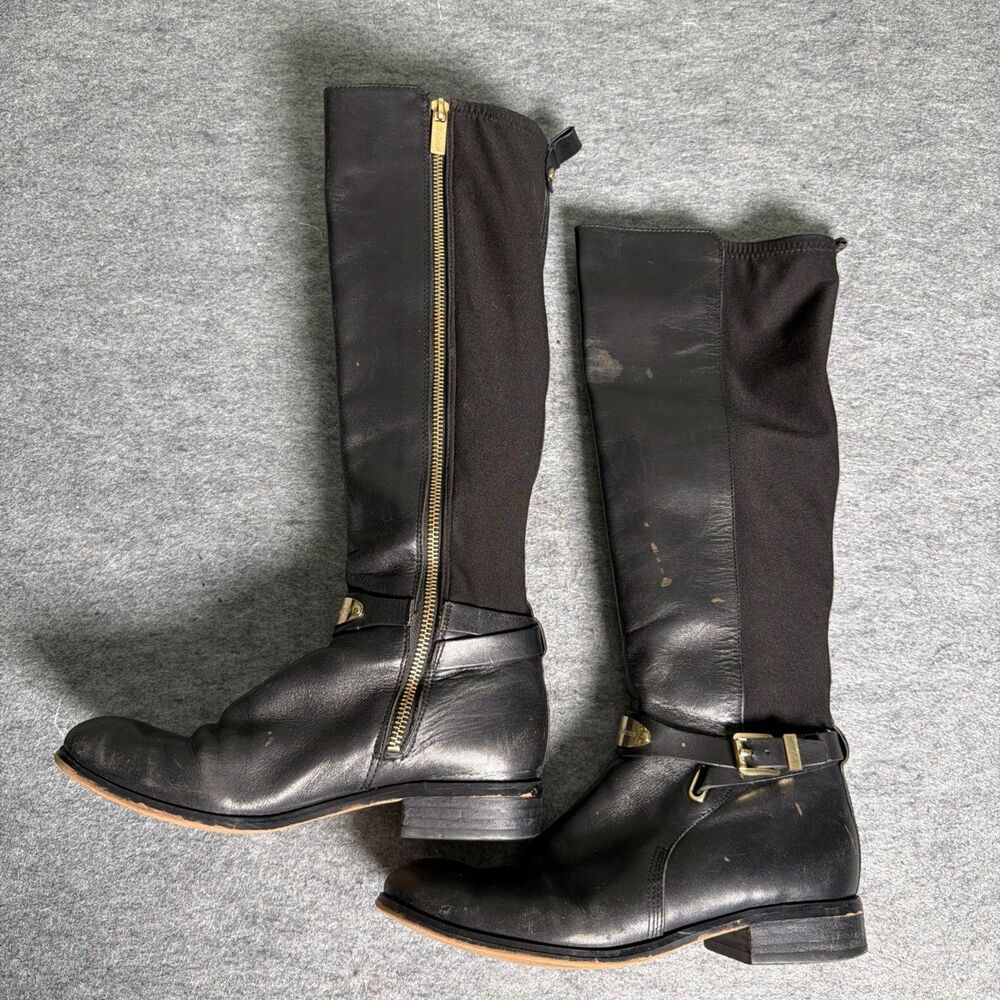 Michael Kors MK Arley Brown Leather Riding Knee Tall Boots Shoes Sz 7M